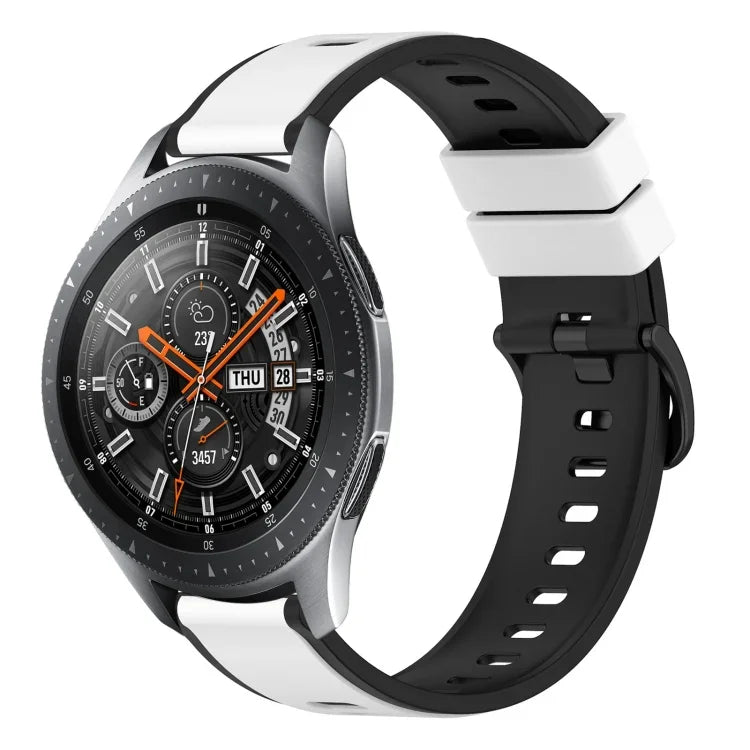 سوار ساعة سيليكون ثنائي اللون مقاس 22مم، لساعات Samsung Galaxy Watch3 مقاس 45مم، لساعات Samsung Galaxy Watch مقاس 46مم، لساعات Samsung Gear S3 Classic، لساعات Samsung Gear S3 Frontier
