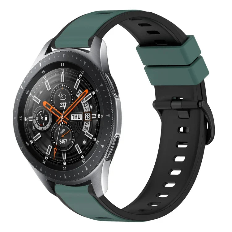 سوار ساعة سيليكون ثنائي اللون مقاس 22مم، لساعات Samsung Galaxy Watch3 مقاس 45مم، لساعات Samsung Galaxy Watch مقاس 46مم، لساعات Samsung Gear S3 Classic، لساعات Samsung Gear S3 Frontier