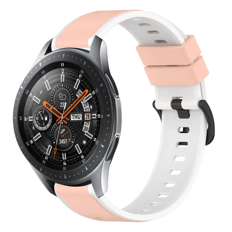 سوار ساعة سيليكون ثنائي اللون مقاس 22مم، لساعات Samsung Galaxy Watch3 مقاس 45مم، لساعات Samsung Galaxy Watch مقاس 46مم، لساعات Samsung Gear S3 Classic، لساعات Samsung Gear S3 Frontier
