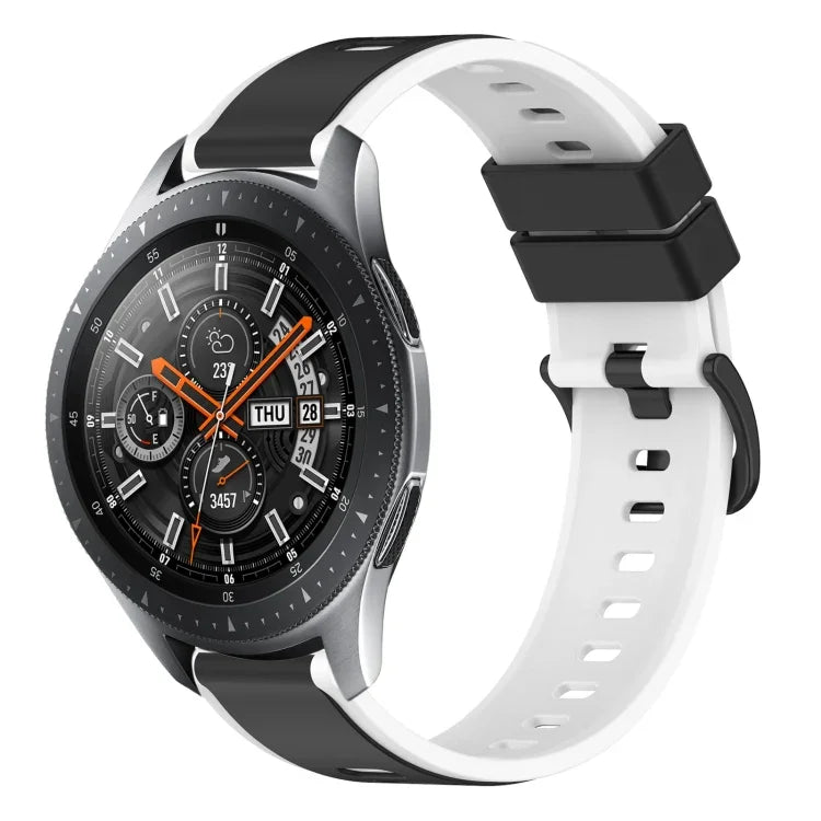 سوار ساعة سيليكون ثنائي اللون مقاس 22مم، لساعات Samsung Galaxy Watch3 مقاس 45مم، لساعات Samsung Galaxy Watch مقاس 46مم، لساعات Samsung Gear S3 Classic، لساعات Samsung Gear S3 Frontier