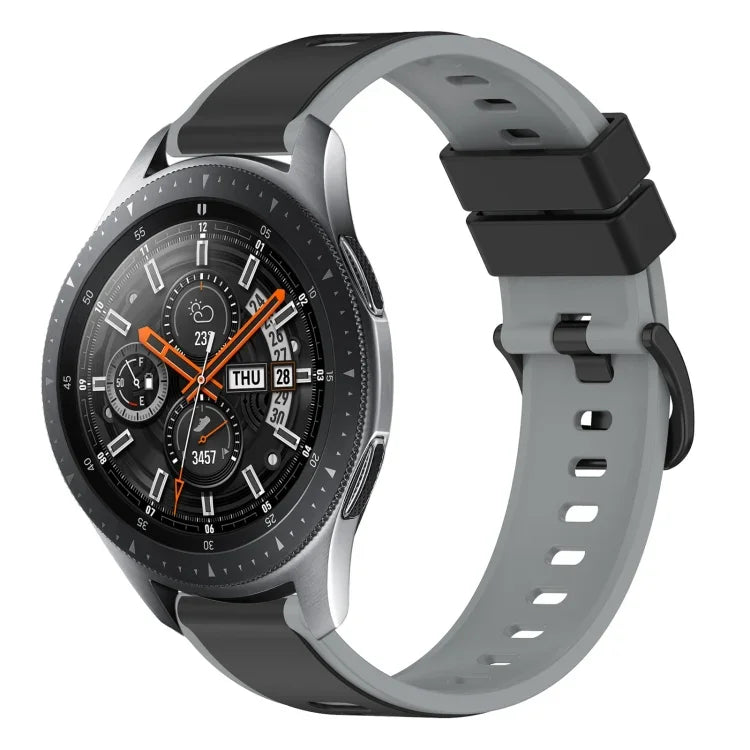 سوار ساعة سيليكون ثنائي اللون مقاس 22مم، لساعات Samsung Galaxy Watch3 مقاس 45مم، لساعات Samsung Galaxy Watch مقاس 46مم، لساعات Samsung Gear S3 Classic، لساعات Samsung Gear S3 Frontier