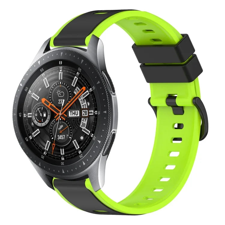 سوار ساعة سيليكون ثنائي اللون مقاس 22مم، لساعات Samsung Galaxy Watch3 مقاس 45مم، لساعات Samsung Galaxy Watch مقاس 46مم، لساعات Samsung Gear S3 Classic، لساعات Samsung Gear S3 Frontier