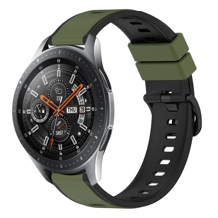 سوار ساعة سيليكون ثنائي اللون مقاس 22مم، لساعات Samsung Galaxy Watch3 مقاس 45مم، لساعات Samsung Galaxy Watch مقاس 46مم، لساعات Samsung Gear S3 Classic، لساعات Samsung Gear S3 Frontier