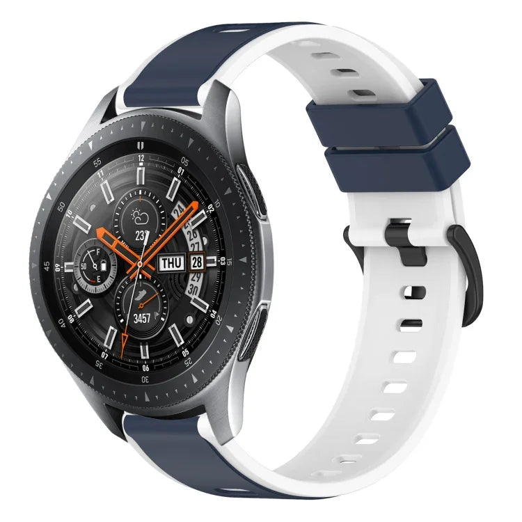 سوار ساعة سيليكون ثنائي اللون مقاس 22مم، لساعات Samsung Galaxy Watch3 مقاس 45مم، لساعات Samsung Galaxy Watch مقاس 46مم، لساعات Samsung Gear S3 Classic، لساعات Samsung Gear S3 Frontier