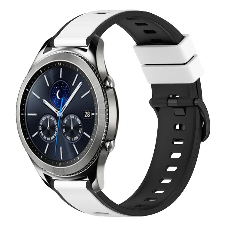 سوار ساعة سيليكون ثنائي اللون مقاس 22مم، لساعات Samsung Galaxy Watch3 مقاس 45مم، لساعات Samsung Galaxy Watch مقاس 46مم، لساعات Samsung Gear S3 Classic، لساعات Samsung Gear S3 Frontier