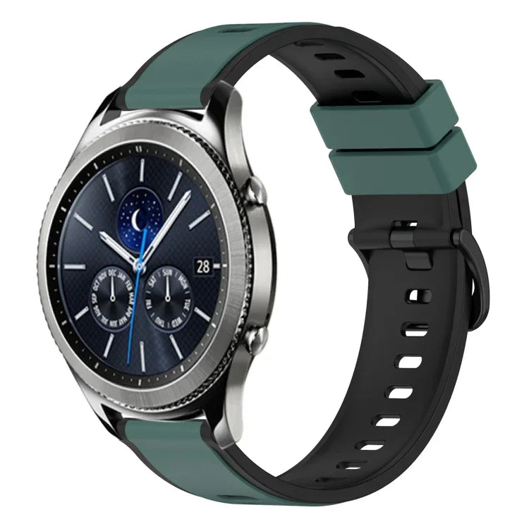 سوار ساعة سيليكون ثنائي اللون مقاس 22مم، لساعات Samsung Galaxy Watch3 مقاس 45مم، لساعات Samsung Galaxy Watch مقاس 46مم، لساعات Samsung Gear S3 Classic، لساعات Samsung Gear S3 Frontier