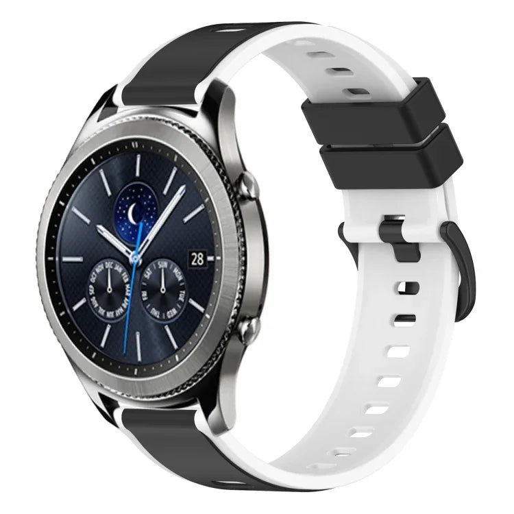 سوار ساعة سيليكون ثنائي اللون مقاس 22مم، لساعات Samsung Galaxy Watch3 مقاس 45مم، لساعات Samsung Galaxy Watch مقاس 46مم، لساعات Samsung Gear S3 Classic، لساعات Samsung Gear S3 Frontier
