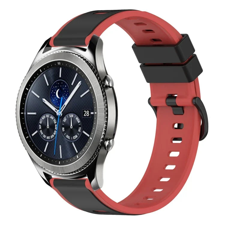 سوار ساعة سيليكون ثنائي اللون مقاس 22مم، لساعات Samsung Galaxy Watch3 مقاس 45مم، لساعات Samsung Galaxy Watch مقاس 46مم، لساعات Samsung Gear S3 Classic، لساعات Samsung Gear S3 Frontier