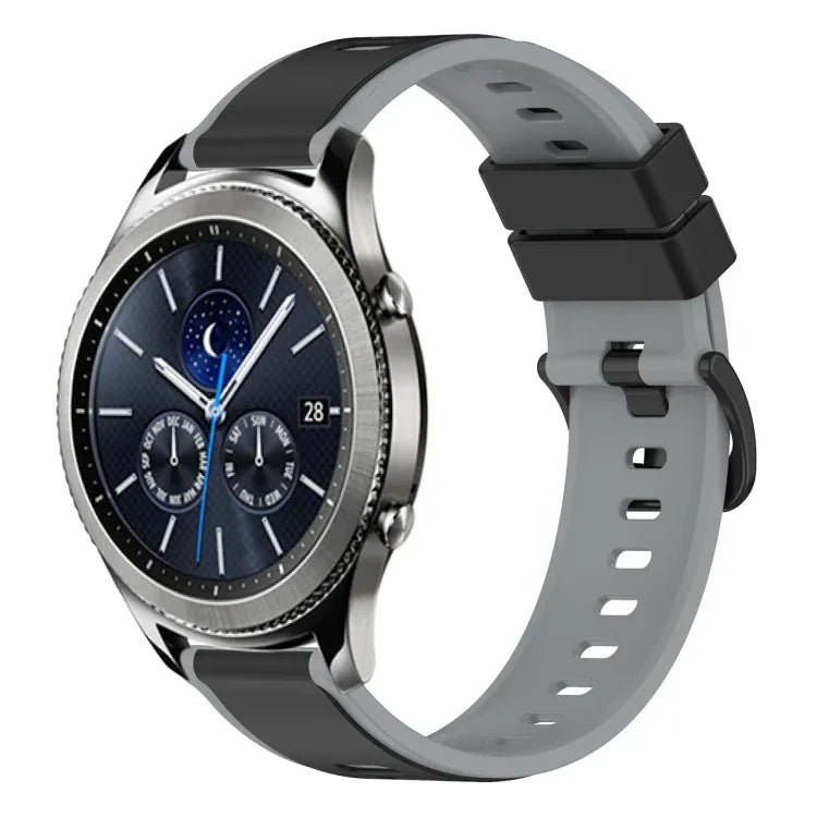 سوار ساعة سيليكون ثنائي اللون مقاس 22مم، لساعات Samsung Galaxy Watch3 مقاس 45مم، لساعات Samsung Galaxy Watch مقاس 46مم، لساعات Samsung Gear S3 Classic، لساعات Samsung Gear S3 Frontier