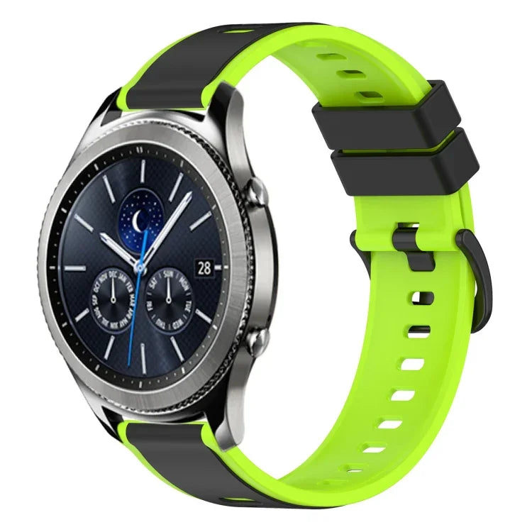 سوار ساعة سيليكون ثنائي اللون مقاس 22مم، لساعات Samsung Galaxy Watch3 مقاس 45مم، لساعات Samsung Galaxy Watch مقاس 46مم، لساعات Samsung Gear S3 Classic، لساعات Samsung Gear S3 Frontier