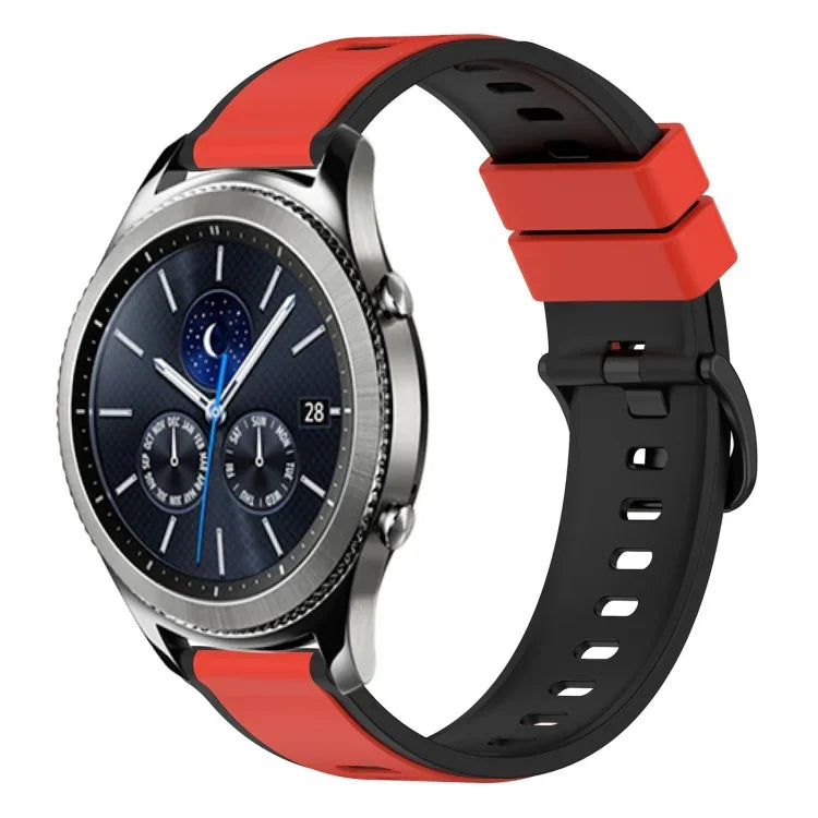 سوار ساعة سيليكون ثنائي اللون مقاس 22مم، لساعات Samsung Galaxy Watch3 مقاس 45مم، لساعات Samsung Galaxy Watch مقاس 46مم، لساعات Samsung Gear S3 Classic، لساعات Samsung Gear S3 Frontier