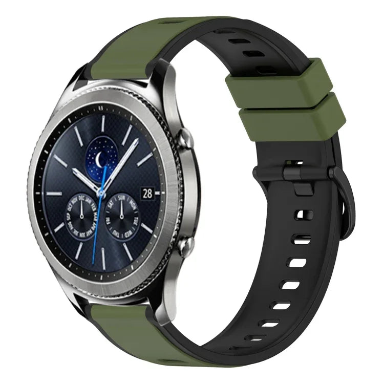 سوار ساعة سيليكون ثنائي اللون مقاس 22مم، لساعات Samsung Galaxy Watch3 مقاس 45مم، لساعات Samsung Galaxy Watch مقاس 46مم، لساعات Samsung Gear S3 Classic، لساعات Samsung Gear S3 Frontier