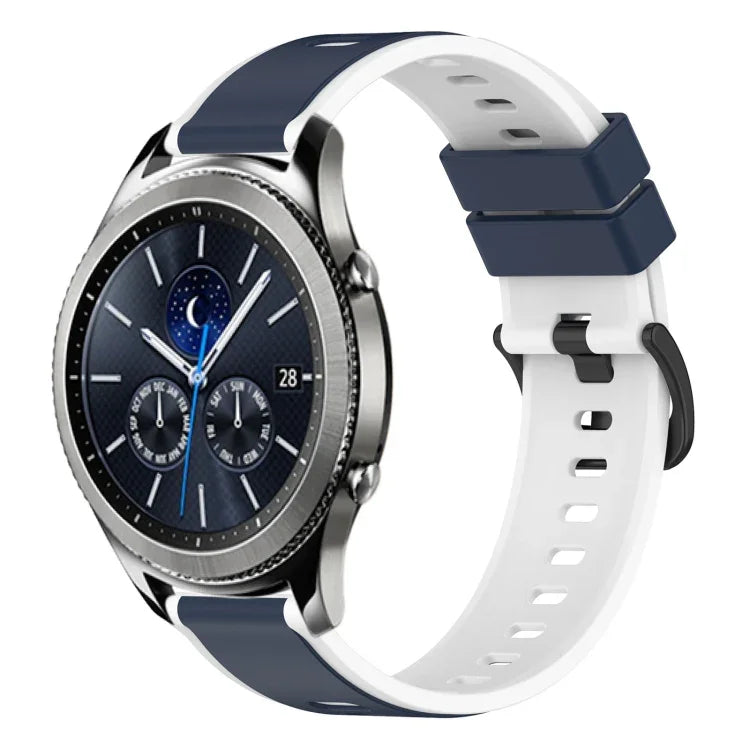 سوار ساعة سيليكون ثنائي اللون مقاس 22مم، لساعات Samsung Galaxy Watch3 مقاس 45مم، لساعات Samsung Galaxy Watch مقاس 46مم، لساعات Samsung Gear S3 Classic، لساعات Samsung Gear S3 Frontier