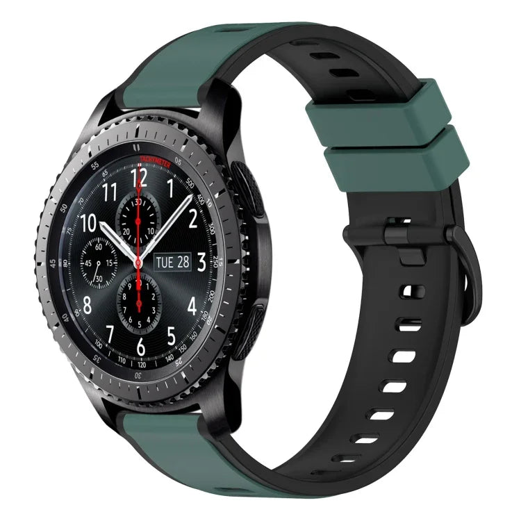 سوار ساعة سيليكون ثنائي اللون مقاس 22مم، لساعات Samsung Galaxy Watch3 مقاس 45مم، لساعات Samsung Galaxy Watch مقاس 46مم، لساعات Samsung Gear S3 Classic، لساعات Samsung Gear S3 Frontier