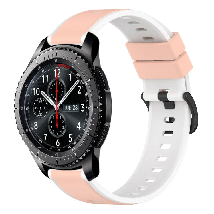 سوار ساعة سيليكون ثنائي اللون مقاس 22مم، لساعات Samsung Galaxy Watch3 مقاس 45مم، لساعات Samsung Galaxy Watch مقاس 46مم، لساعات Samsung Gear S3 Classic، لساعات Samsung Gear S3 Frontier
