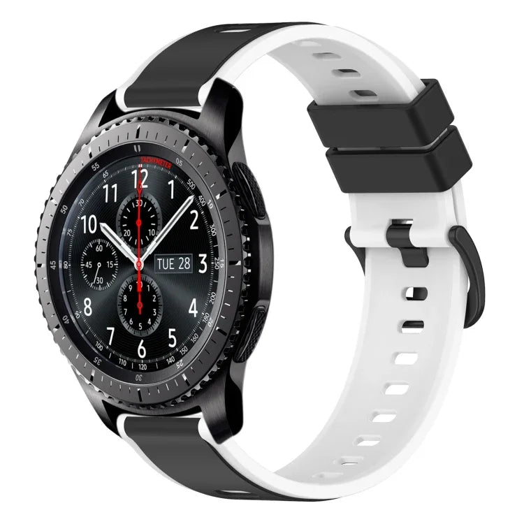 سوار ساعة سيليكون ثنائي اللون مقاس 22مم، لساعات Samsung Galaxy Watch3 مقاس 45مم، لساعات Samsung Galaxy Watch مقاس 46مم، لساعات Samsung Gear S3 Classic، لساعات Samsung Gear S3 Frontier