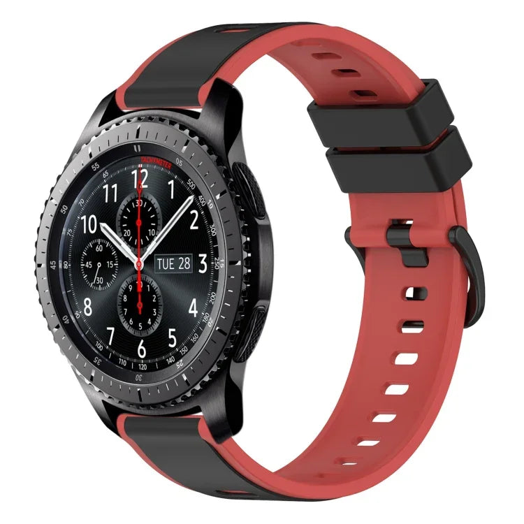 سوار ساعة سيليكون ثنائي اللون مقاس 22مم، لساعات Samsung Galaxy Watch3 مقاس 45مم، لساعات Samsung Galaxy Watch مقاس 46مم، لساعات Samsung Gear S3 Classic، لساعات Samsung Gear S3 Frontier
