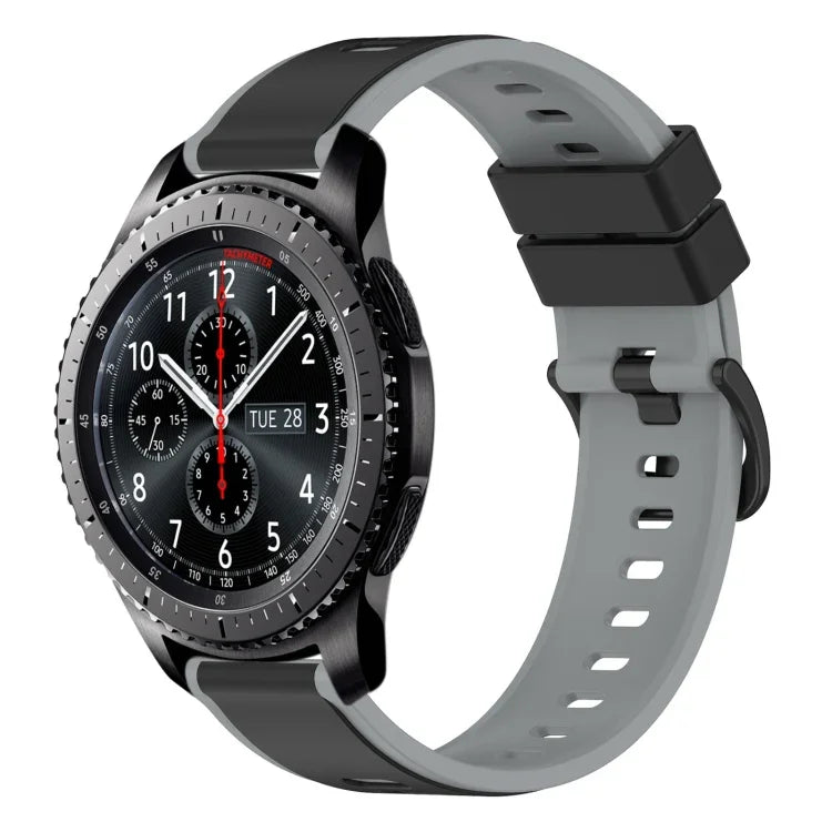 سوار ساعة سيليكون ثنائي اللون مقاس 22مم، لساعات Samsung Galaxy Watch3 مقاس 45مم، لساعات Samsung Galaxy Watch مقاس 46مم، لساعات Samsung Gear S3 Classic، لساعات Samsung Gear S3 Frontier