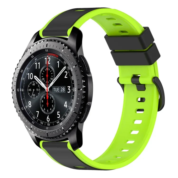 سوار ساعة سيليكون ثنائي اللون مقاس 22مم، لساعات Samsung Galaxy Watch3 مقاس 45مم، لساعات Samsung Galaxy Watch مقاس 46مم، لساعات Samsung Gear S3 Classic، لساعات Samsung Gear S3 Frontier