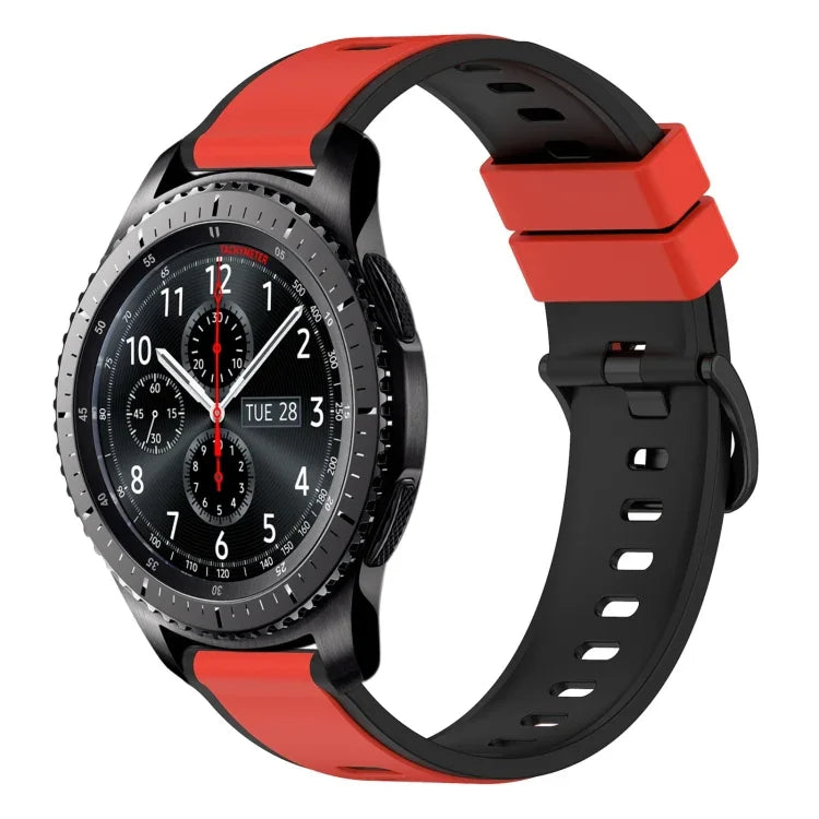سوار ساعة سيليكون ثنائي اللون مقاس 22مم، لساعات Samsung Galaxy Watch3 مقاس 45مم، لساعات Samsung Galaxy Watch مقاس 46مم، لساعات Samsung Gear S3 Classic، لساعات Samsung Gear S3 Frontier
