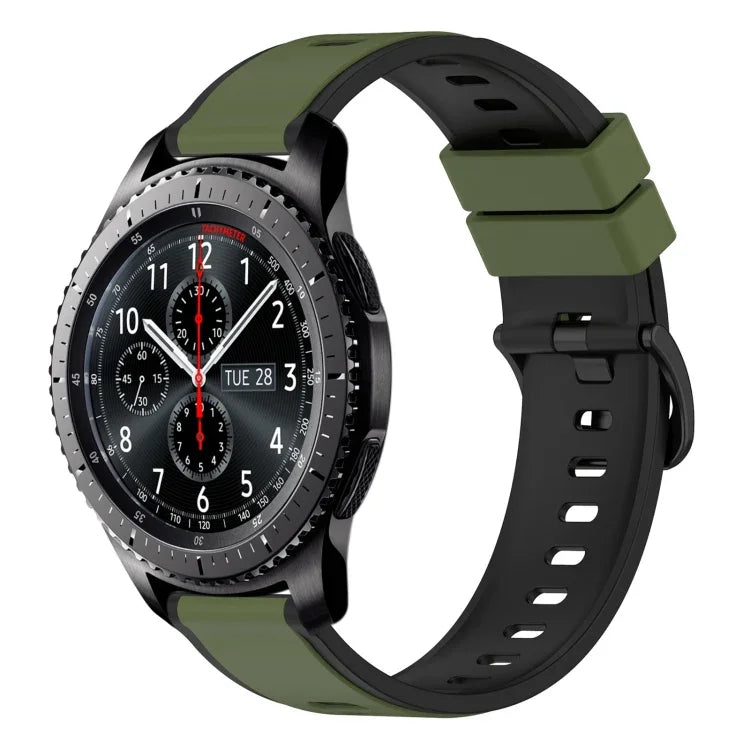 سوار ساعة سيليكون ثنائي اللون مقاس 22مم، لساعات Samsung Galaxy Watch3 مقاس 45مم، لساعات Samsung Galaxy Watch مقاس 46مم، لساعات Samsung Gear S3 Classic، لساعات Samsung Gear S3 Frontier