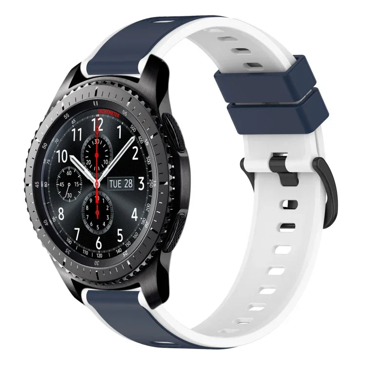سوار ساعة سيليكون ثنائي اللون مقاس 22مم، لساعات Samsung Galaxy Watch3 مقاس 45مم، لساعات Samsung Galaxy Watch مقاس 46مم، لساعات Samsung Gear S3 Classic، لساعات Samsung Gear S3 Frontier
