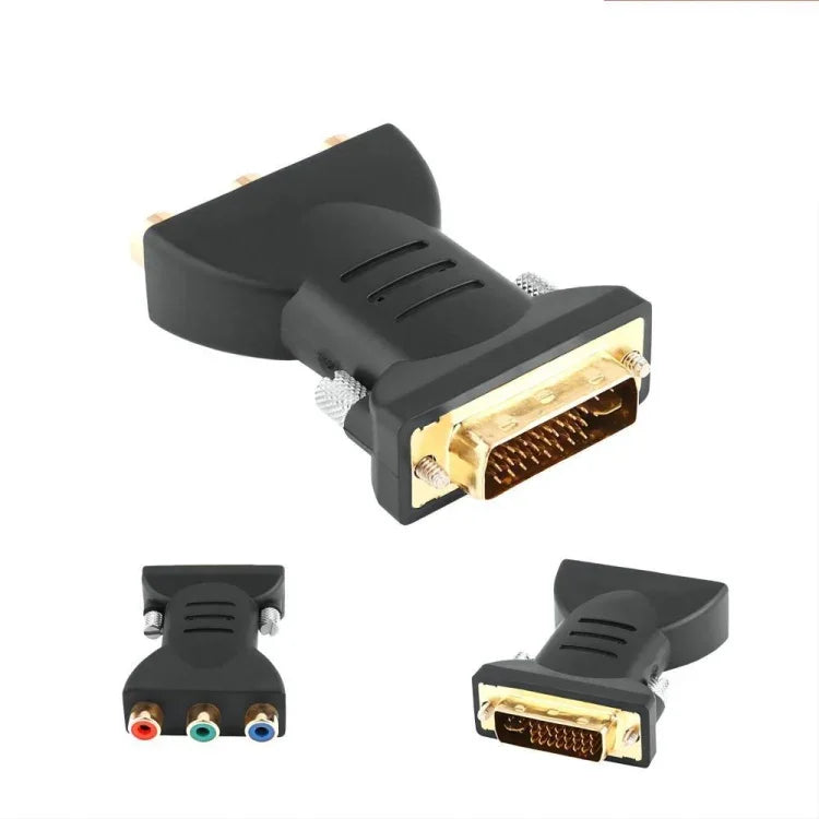 محول فيديو وصوت AV مكون من DVI-I 24+5 دبوس ذكر مطلي بالذهب إلى 3 RCA مطلية بالذهب