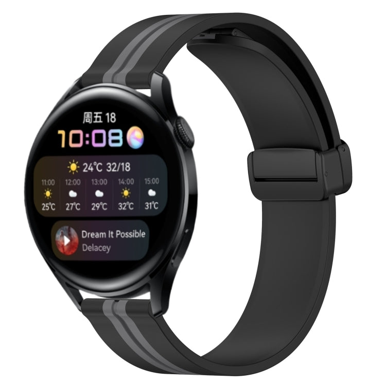 22mm Folding Magnetic Clasp Silicone Watch Band, For Huawei Watch GT3 Pro 46mm, For Huawei Watch GT3 46mm, For Huawei Watch GT Runner, For Huawei Watch 3