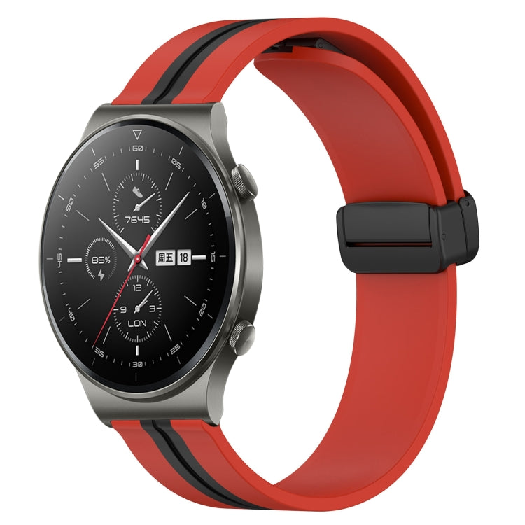 22mm Folding Magnetic Clasp Silicone Watch Band, For Huawei Watch 3 Pro, For Huawei GT2 Pro, For Huawei Watch GT 2E, For Huawei GT2 46mm