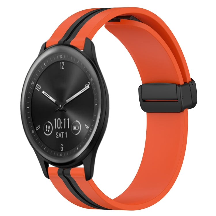 20mm Folding Magnetic Clasp Silicone Watch Band, For Garmin Vivomove Sport, For Garmin Venu 2 Plus, For Garmin Approach S40, For Garmin Forerunner 158