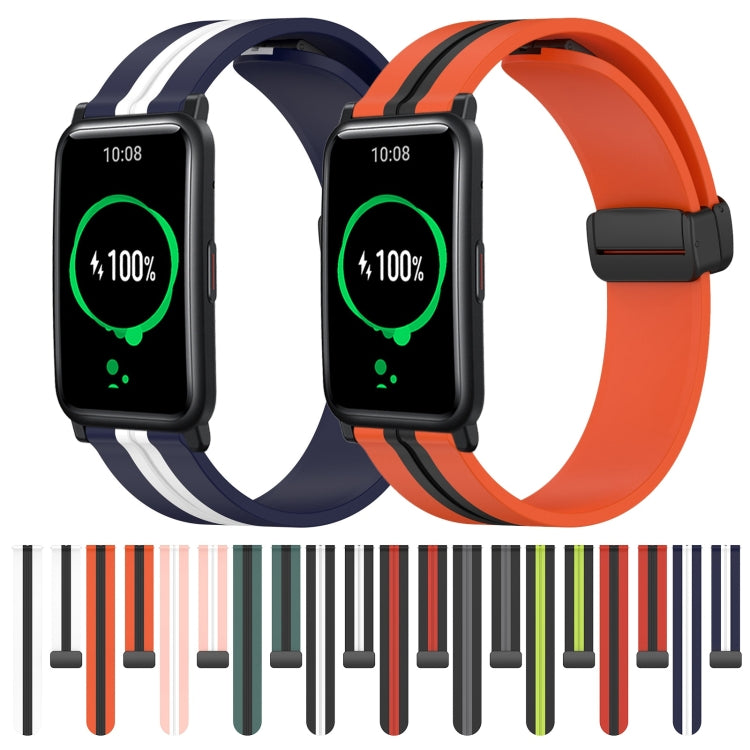 20mm Folding Magnetic Clasp Silicone Watch Band, For Honor Watch ES, For Honor MagicWatch2 42mm