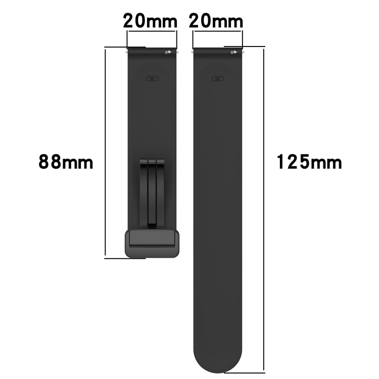 20mm Folding Magnetic Clasp Silicone Watch Band, For Amazfit GTS, For Amazfit GTR 42mm, For Amazfit Pop Pro, For Amazfit Pop