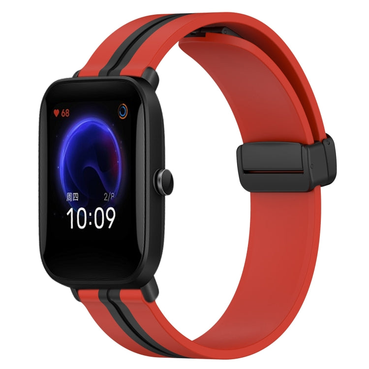 20mm Folding Magnetic Clasp Silicone Watch Band, For Amazfit GTS, For Amazfit GTR 42mm, For Amazfit Pop Pro, For Amazfit Pop