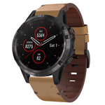 22mm Leather Steel Buckle Watch Band, For Garmin Fenix 5 Plus, For Garmin Instinct