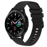 20mm Wavy Dot Pattern Solid Color Silicone Watch Band for Galaxy Watch in black, compatible with various Samsung models.
