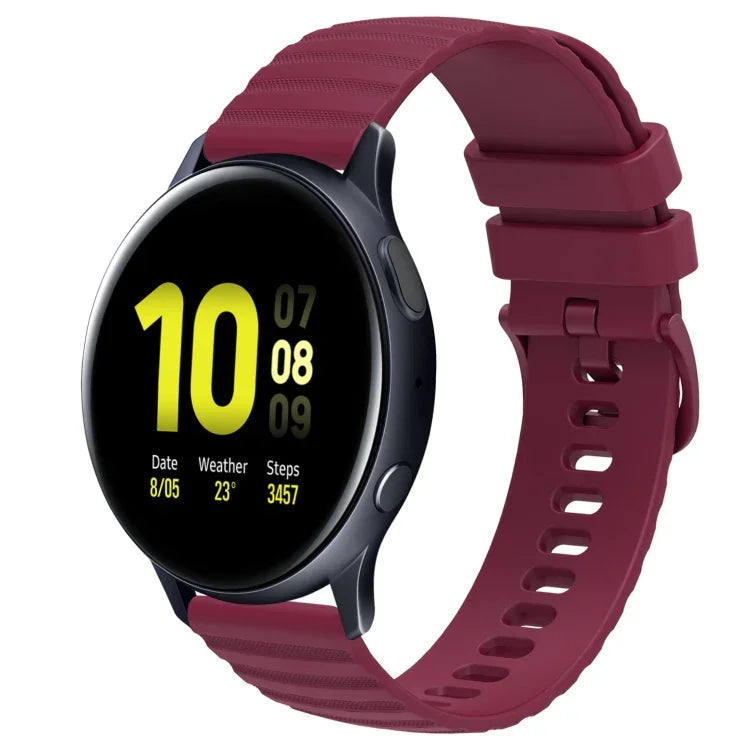 سوار ساعة سيليكون بلون صلب بنمط نقاط متموجة بعرض 20مم، لساعات Samsung Galaxy Watch 4 Classic بمقاس 42مم، و Samsung Galaxy Watch 4 Classic بمقاس 46مم، و Samsung Galaxy Watch Active 2 بمقاس 40مم، و Samsung Galaxy Watch Active 2 بمقاس 44مم