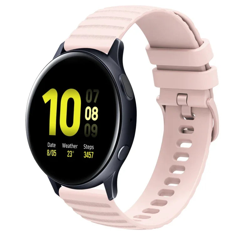 سوار ساعة سيليكون بلون صلب بنمط نقاط متموجة بعرض 20مم، لساعات Samsung Galaxy Watch 4 Classic بمقاس 42مم، و Samsung Galaxy Watch 4 Classic بمقاس 46مم، و Samsung Galaxy Watch Active 2 بمقاس 40مم، و Samsung Galaxy Watch Active 2 بمقاس 44مم