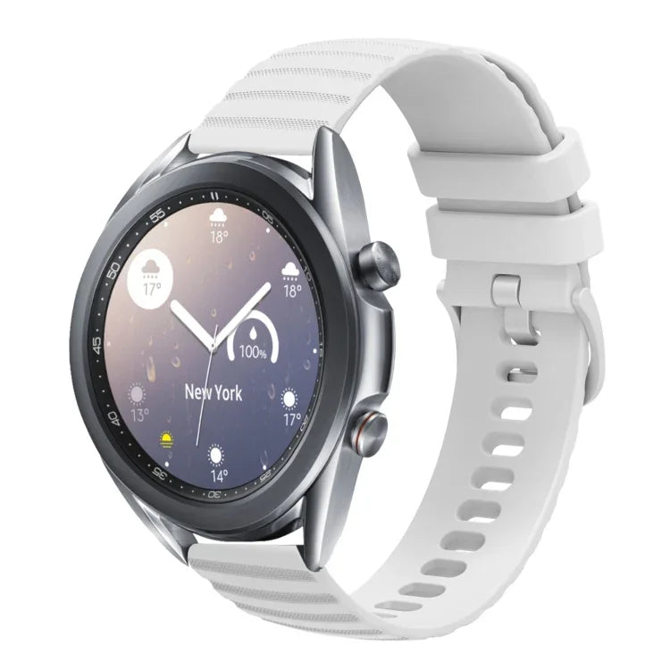 سوار ساعة سيليكون بلون صلب بنمط نقاط متموجة بعرض 22مم، لساعات Samsung Galaxy Watch3 بمقاس 45مم، و Samsung Galaxy Watch بمقاس 46مم، و Samsung Gear S3 Classic، و Samsung Gear S3 Frontier