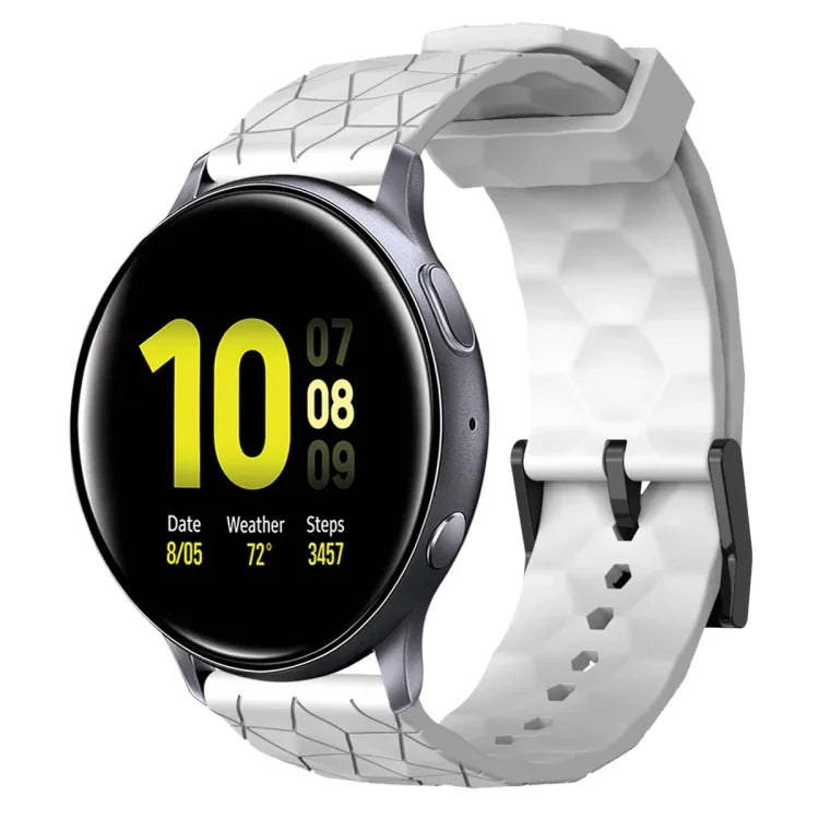 سوار ساعة سيليكون بلون صلب بنمط كرة القدم مقاس 20مم، لساعات Samsung Galaxy Watch Active 2 مقاس 44مم، لساعات Samsung Galaxy Watch مقاس 42مم