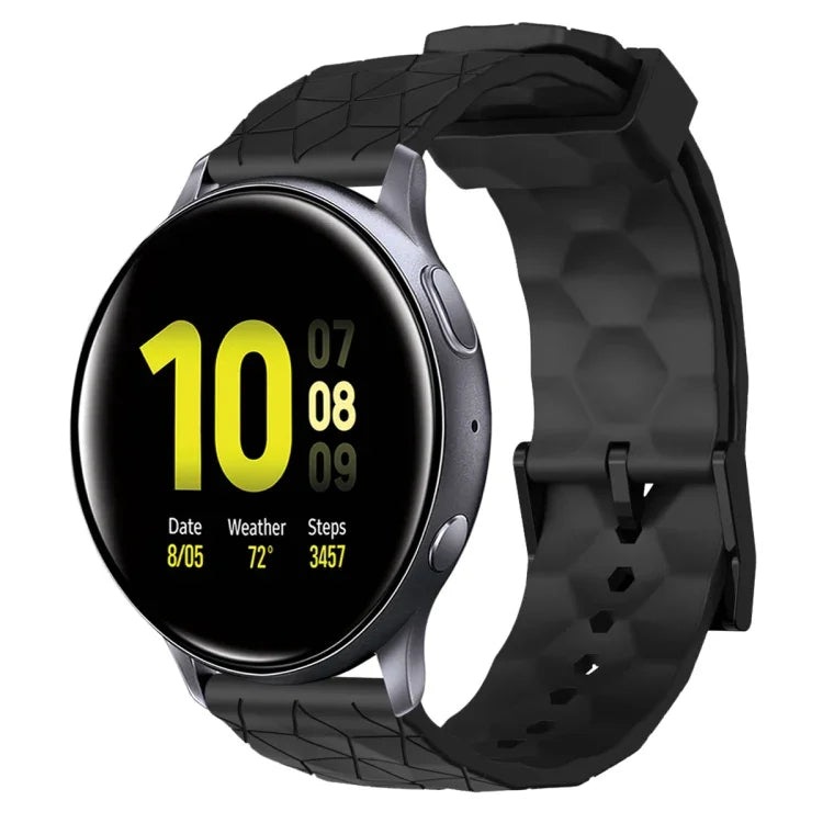 سوار ساعة سيليكون بلون صلب بنمط كرة القدم مقاس 20مم، لساعات Samsung Galaxy Watch Active 2 مقاس 44مم، لساعات Samsung Galaxy Watch مقاس 42مم