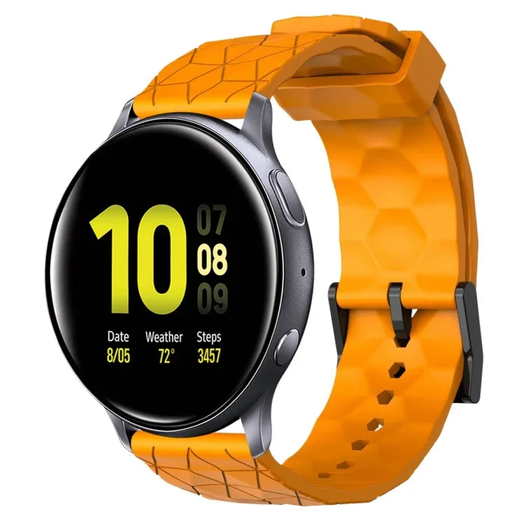 سوار ساعة سيليكون بلون صلب بنمط كرة القدم مقاس 20مم، لساعات Samsung Galaxy Watch Active 2 مقاس 44مم، لساعات Samsung Galaxy Watch مقاس 42مم