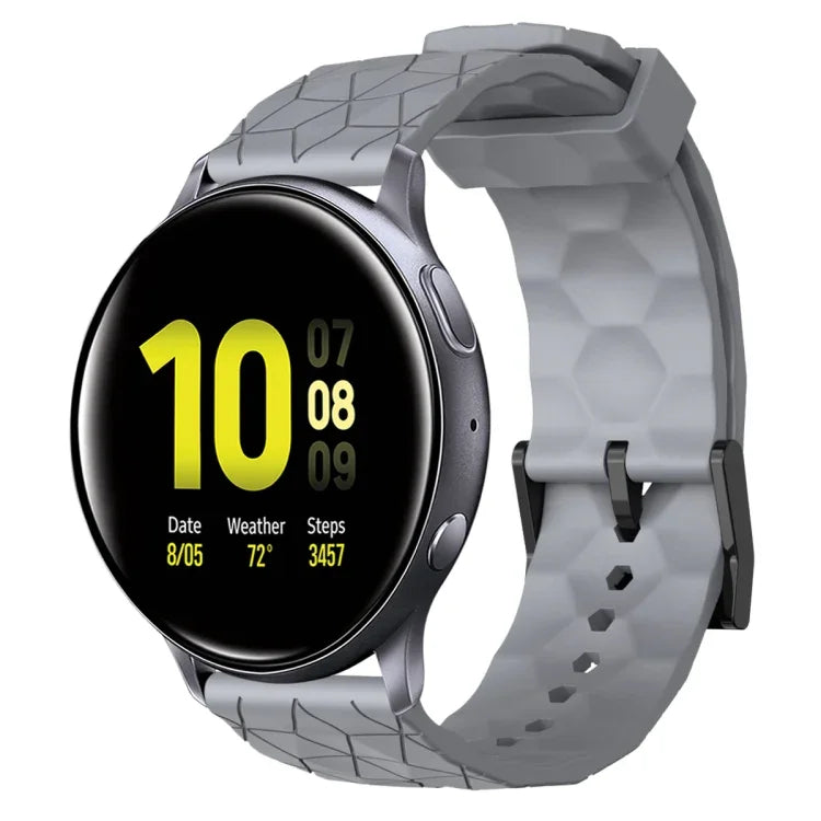 سوار ساعة سيليكون بلون صلب بنمط كرة القدم مقاس 20مم، لساعات Samsung Galaxy Watch Active 2 مقاس 44مم، لساعات Samsung Galaxy Watch مقاس 42مم