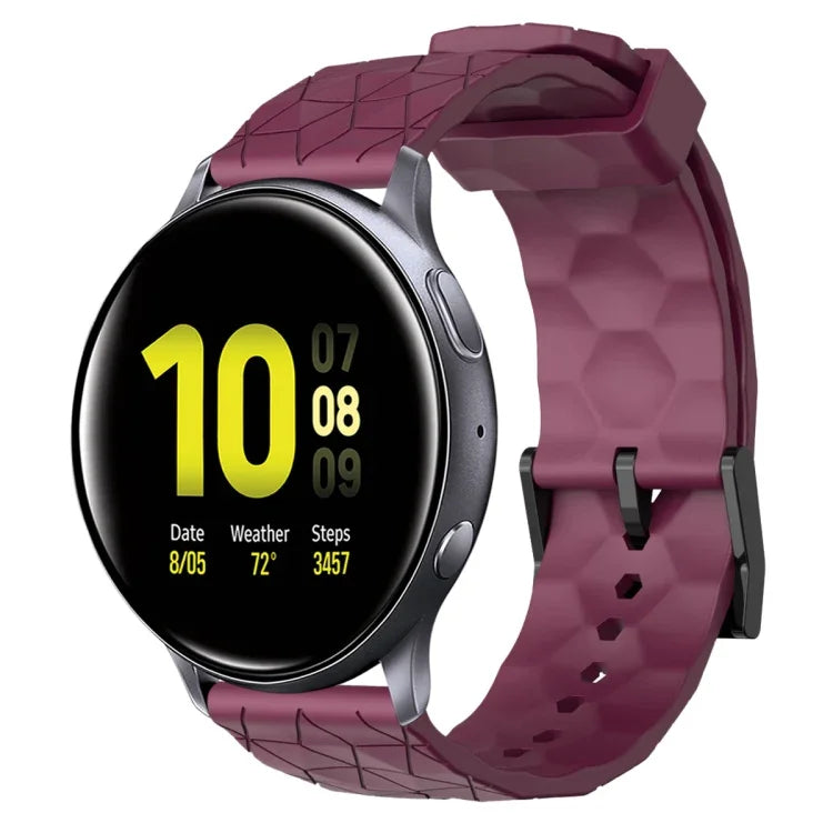 سوار ساعة سيليكون بلون صلب بنمط كرة القدم مقاس 20مم، لساعات Samsung Galaxy Watch Active 2 مقاس 44مم، لساعات Samsung Galaxy Watch مقاس 42مم
