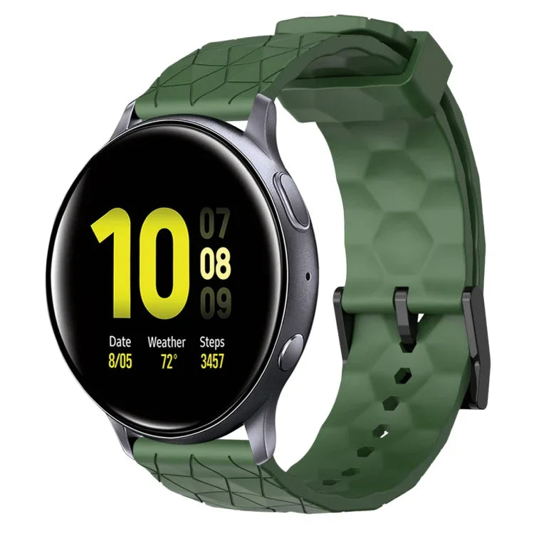سوار ساعة سيليكون بلون صلب بنمط كرة القدم مقاس 20مم، لساعات Samsung Galaxy Watch Active 2 مقاس 44مم، لساعات Samsung Galaxy Watch مقاس 42مم