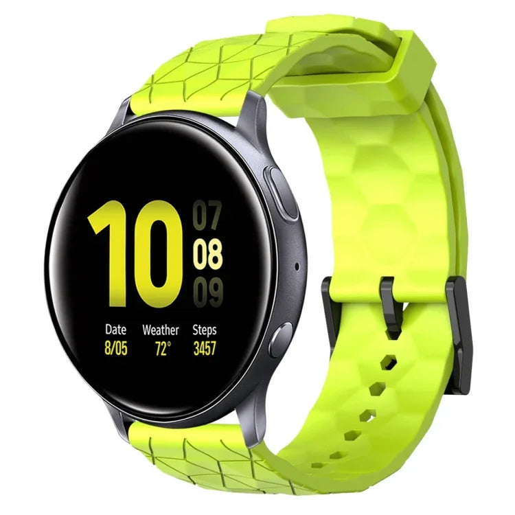 سوار ساعة سيليكون بلون صلب بنمط كرة القدم مقاس 20مم، لساعات Samsung Galaxy Watch Active 2 مقاس 44مم، لساعات Samsung Galaxy Watch مقاس 42مم