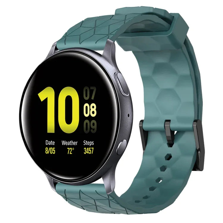 سوار ساعة سيليكون بلون صلب بنمط كرة القدم مقاس 20مم، لساعات Samsung Galaxy Watch Active 2 مقاس 44مم، لساعات Samsung Galaxy Watch مقاس 42مم