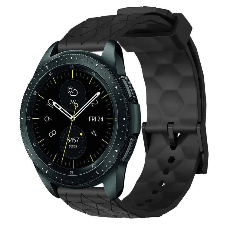 سوار ساعة سيليكون بلون صلب بنمط كرة القدم مقاس 20مم، لساعات Samsung Galaxy Watch Active 2 مقاس 44مم، لساعات Samsung Galaxy Watch مقاس 42مم