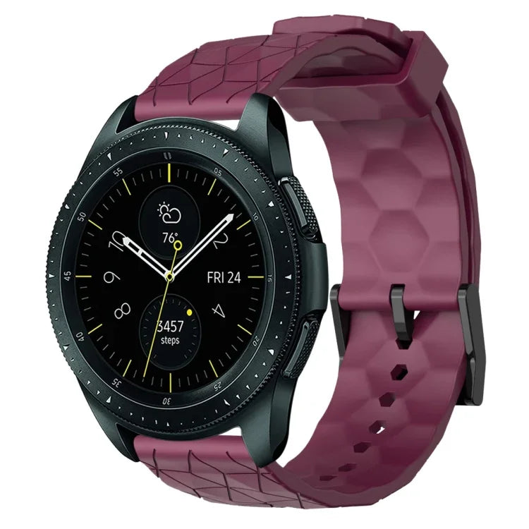 سوار ساعة سيليكون بلون صلب بنمط كرة القدم مقاس 20مم، لساعات Samsung Galaxy Watch Active 2 مقاس 44مم، لساعات Samsung Galaxy Watch مقاس 42مم