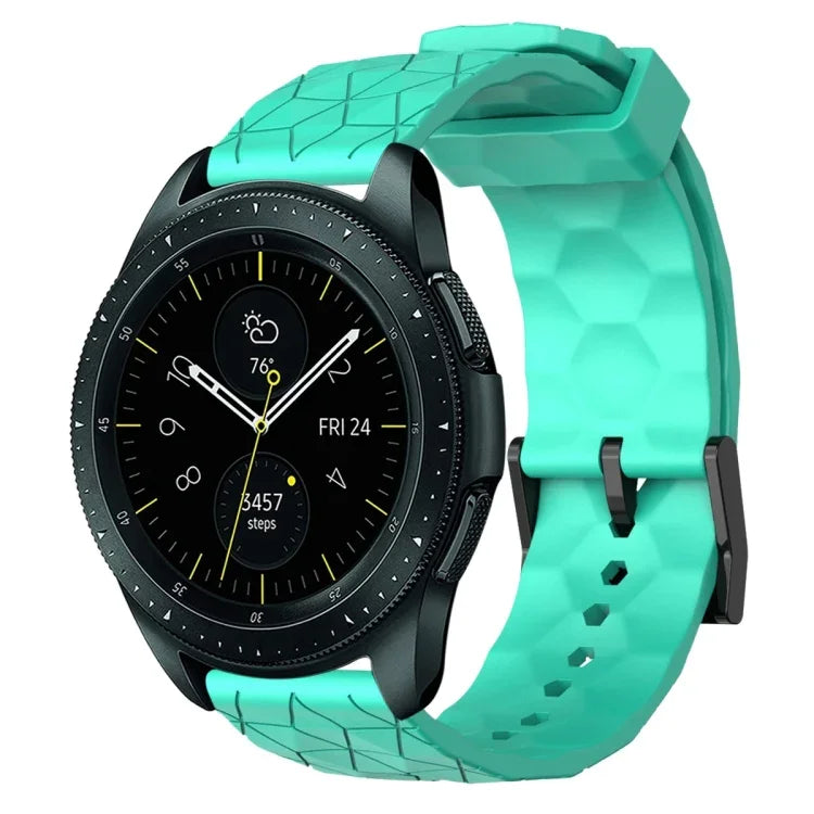 سوار ساعة سيليكون بلون صلب بنمط كرة القدم مقاس 20مم، لساعات Samsung Galaxy Watch Active 2 مقاس 44مم، لساعات Samsung Galaxy Watch مقاس 42مم