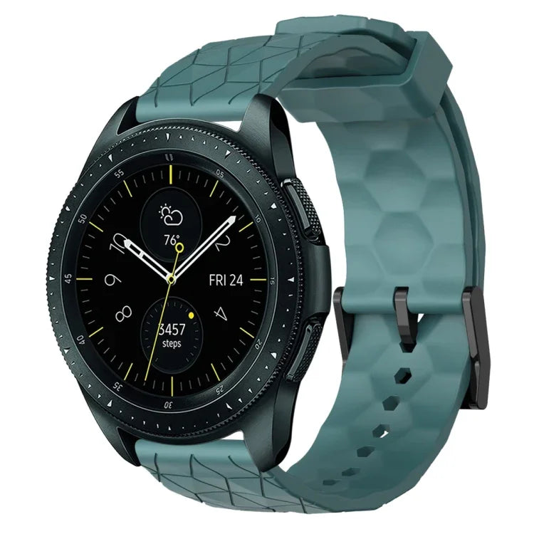 سوار ساعة سيليكون بلون صلب بنمط كرة القدم مقاس 20مم، لساعات Samsung Galaxy Watch Active 2 مقاس 44مم، لساعات Samsung Galaxy Watch مقاس 42مم